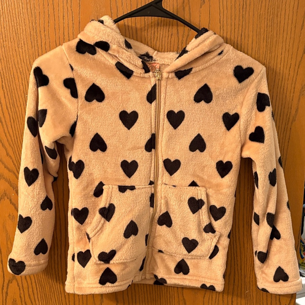 Kids Fleece Hoodie with Heart Design